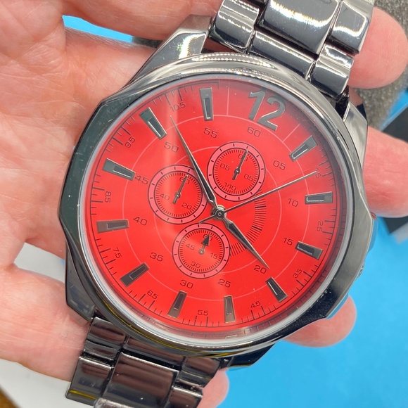 NEW Men's Watch FMD Black & Red Stainless Steel FMDCTM019 Japan Movement - Picture 1 of 4
